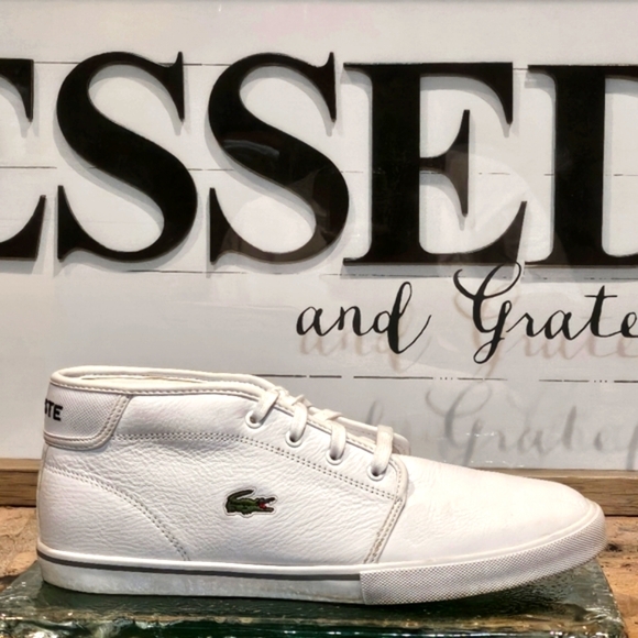 Lacoste Other - Lacoste Ampthill LCR3 SPM Leather Mens Sz 9.5 White Premium Leather